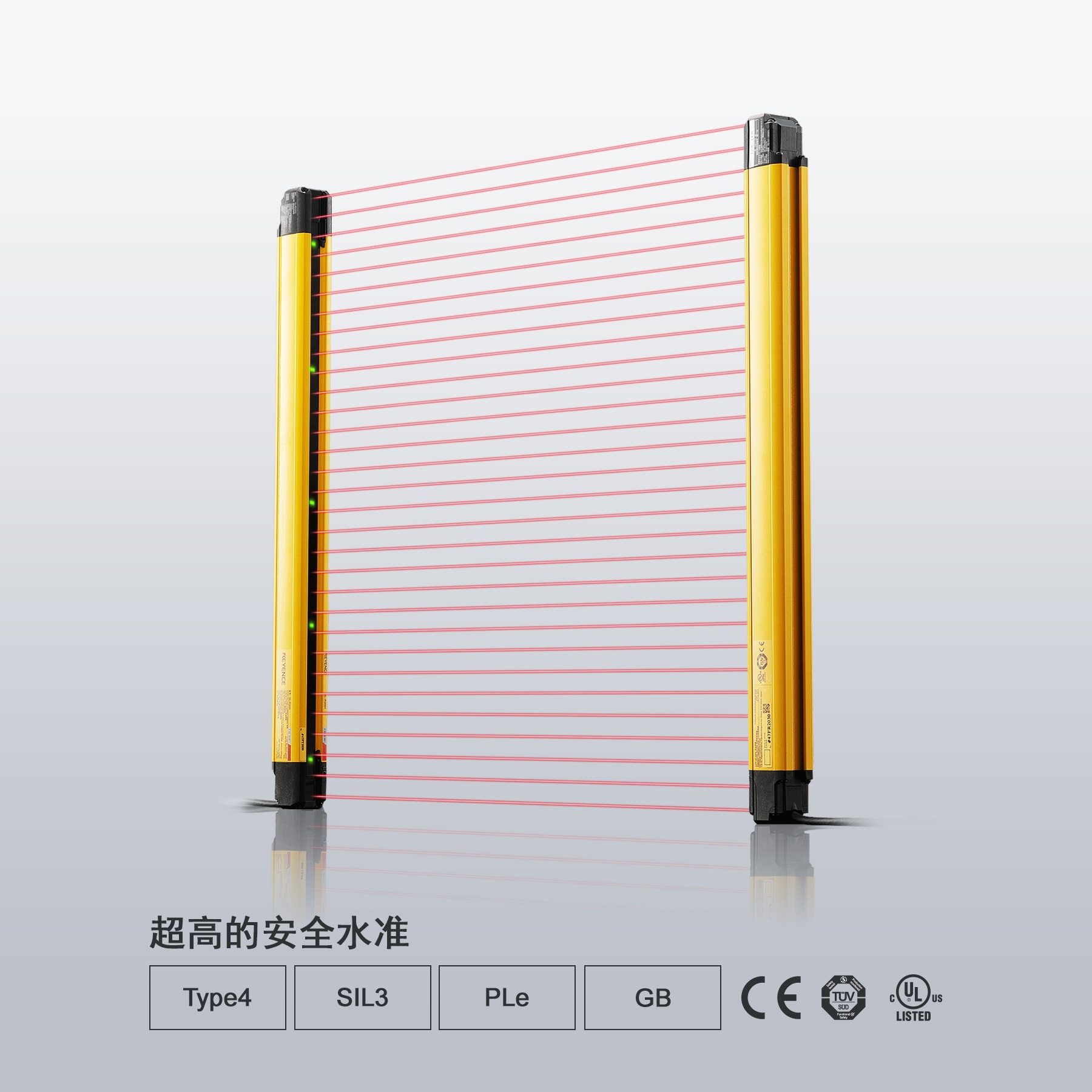 超高的安全水準(zhǔn)。Type4 / SIL3 / PLe / GB